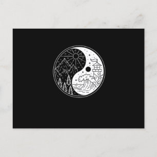 Carte Postale Nature Waves Mounts Lune Sun Yin Yang Symbole Gi