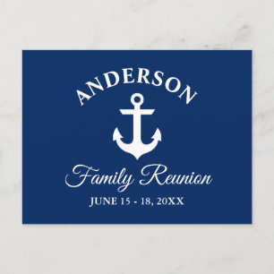 Carte Postale Nautical Anchor Family Reunion Navy Blue