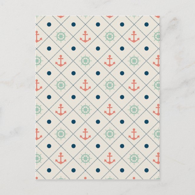 Carte Postale Nautical Ivory Anchor Helm Wheel Sail (Devant)