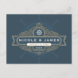 Carte Postale Nautical Sailing Beach Wedding Enregistrer la date