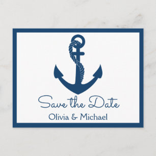 Carte Postale Nautical Save the Date Ancre de Marine Engagement