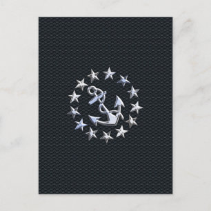 Carte Postale Nautique Yacht Drapeau Chrome Ensigne sur Grille I