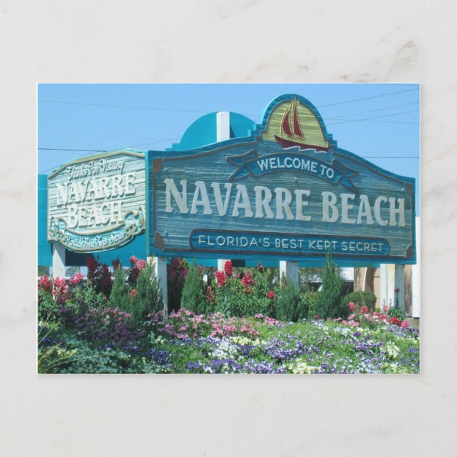 Carte Postale Navarre Beach, Floride, Affiche de bienvenue (Devant)