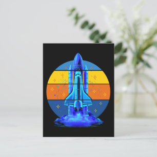 Carte Postale Navette Spatiale Bleue Vintage