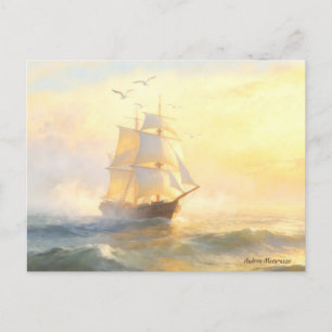 Carte Postale Naviguer dans la brume dorée