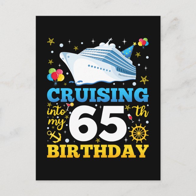 Carte Postale Naviguer jusqu'à ma fête d'anniversaire 65 ans (Devant)