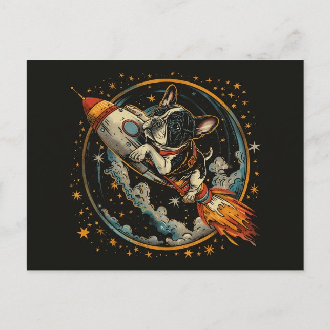 Carte Postale Navire à fusée Astronaut français de Bulldog (Devant)