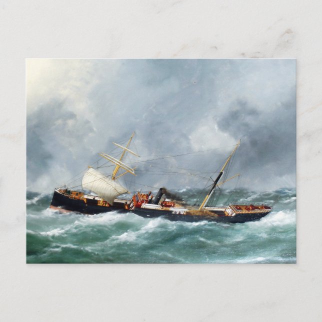 Carte Postale Navire à vapeur Finsbury 1881 (Devant)