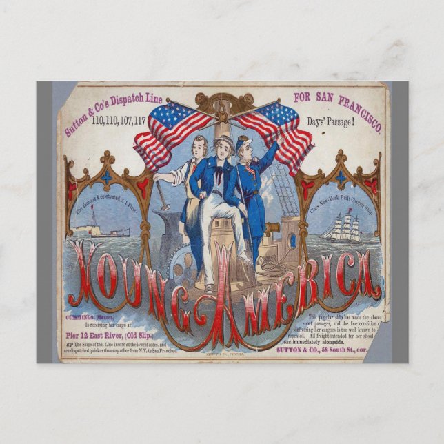 Carte Postale Navire à voile Clipper Young America (Devant)