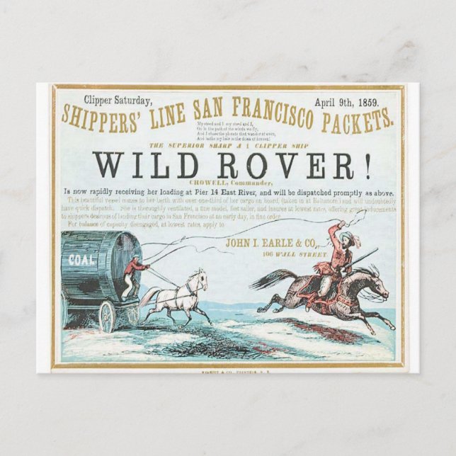 Carte Postale Navire à voile Wild Rover Clip (Devant)