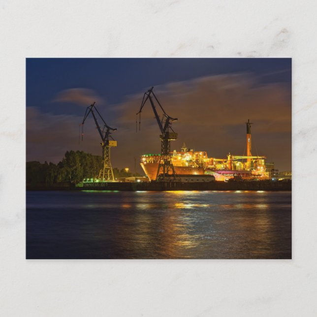 Carte Postale Navire dans un chantier naval de Hambourg (Devant)