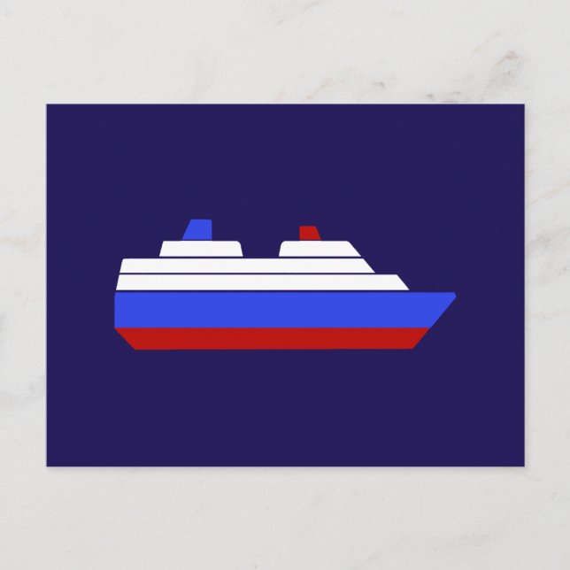 Carte Postale navire de mer rouge et bleu (Devant)