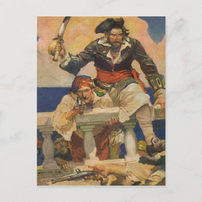 Carte Postale Navire d'embarquement de pirates (Devant)