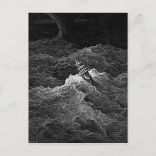 Carte Postale Navire en mer tempétueuse