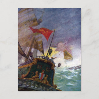 Carte Postale Navires à voile dans une mer orageuse