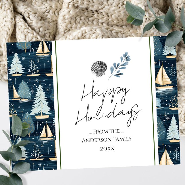 Carte Postale Navires nautiques voeux de Noël (Créateur téléchargé)