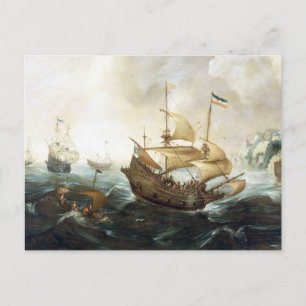 Carte Postale Navires néerlandais des années 1600