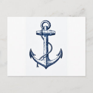 Carte Postale Navy Blue Anchor