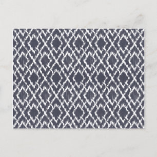 Carte Postale Navy Blue Tribal Print Ikat Geo Diamond Motif