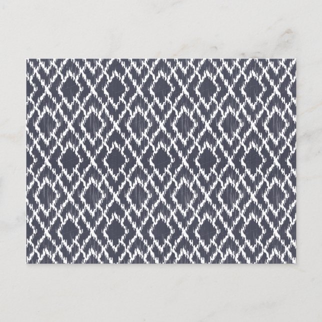 Carte Postale Navy Blue Tribal Print Ikat Geo Diamond Motif (Devant)