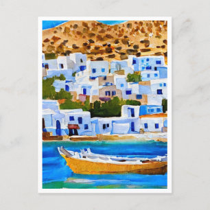 Carte Postale Naxos Grèce Peinture rétro