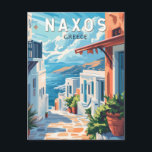 Carte Postale Naxos Grèce Travel Art Vintage<br><div class="desc">Conception de déplacement vectoriel rétro Naxos. Naxos est une île grecque de l'Egée du Sud,  la plus grande du groupe des Cyclades. Son paysage fertile s'étend sur des villages de montagne,  des ruines antiques et de longues plages.</div>