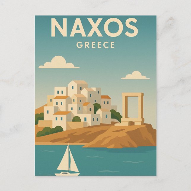 Carte Postale Naxos Grèce Vibrant minimaliste (Devant)
