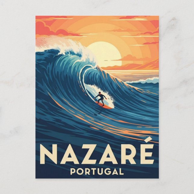 Carte Postale Nazare Portugal Surf (Devant)