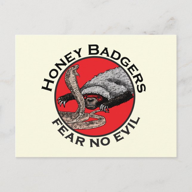 Carte Postale Ne craignez aucun mal Badass Honey Badger Red Anim (Devant)