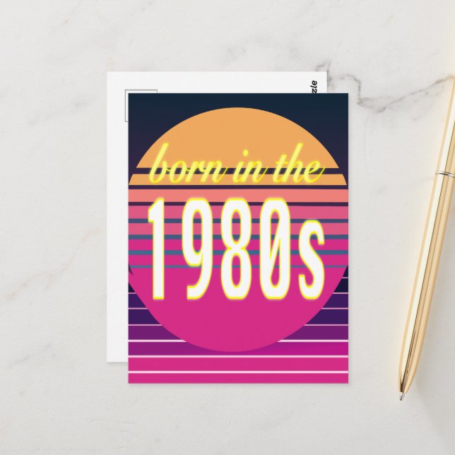 Carte Postale Né dans les années 1980, Millennials, Gen X, année (Devant/Arrière en situation)