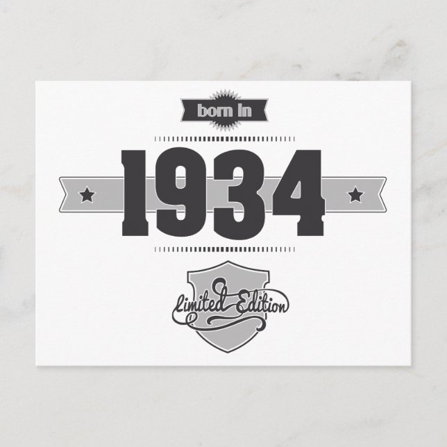 Carte Postale Né en 1934 (Dark&Lightgrey) (Devant)