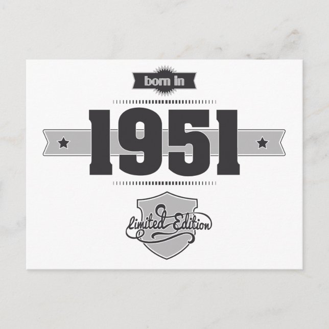Carte Postale Né en 1951 (Dark&Lightgrey) (Devant)