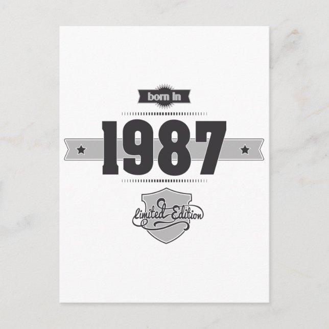 Carte Postale Né en 1987 (Dark&Lightgrey) (Devant)