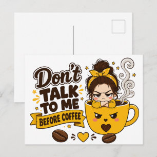 Carte Postale Ne me parle pas avant le café, fille grincheuse