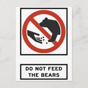 Carte Postale Ne pas alimenter le panneau routier des ours