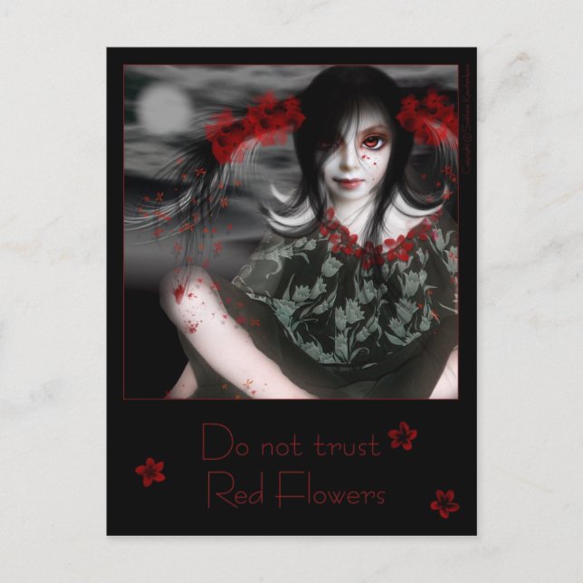 Carte Postale Ne pas faire confiance aux fleurs rouges (Devant)
