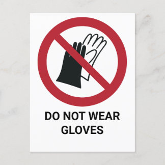 Carte Postale Ne pas porter de gants, signe d'interdiction