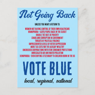 Carte Postale Ne pas revenir Vote Blue sortir du vote