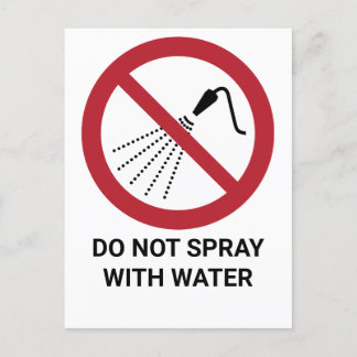 Carte Postale Ne pas vaporiser avec de l'eau, signe d'interdicti