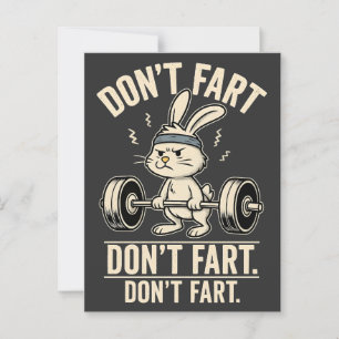 Carte Postale 🏋️ ♂️ Ne pète pas Bunny - Drôle Humour de gym