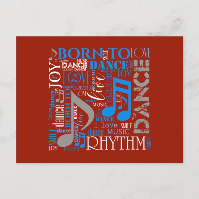 Carte Postale Né pour danser Bleu/Blanc/Toute couleur ID277 (Devant)