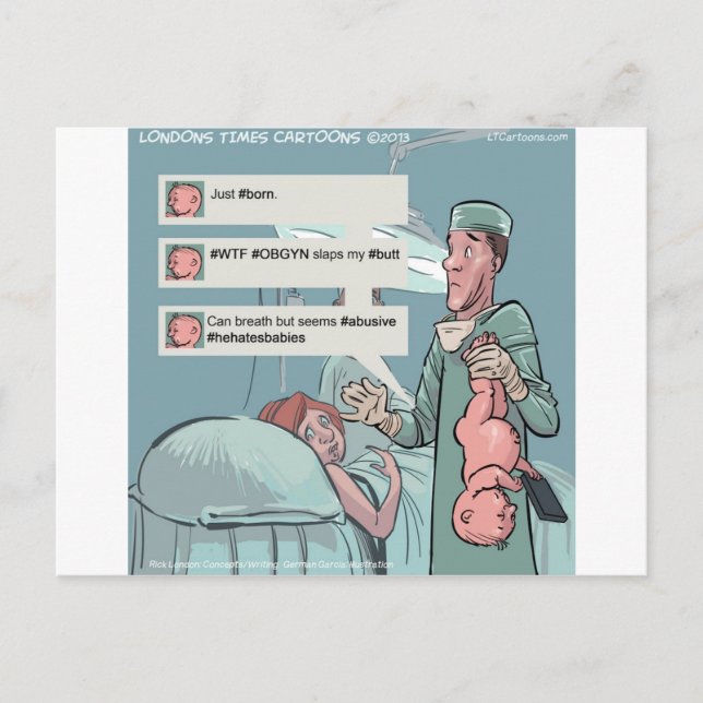 Carte Postale Né pour tweeter drôle de dessin animé (Devant)