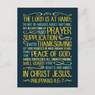Carte Postale Ne soyez pas anxieux - Philippiens 4:5-7