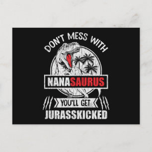 Carte Postale Ne touchez pas à Nana Saurus Famille de dinosaures