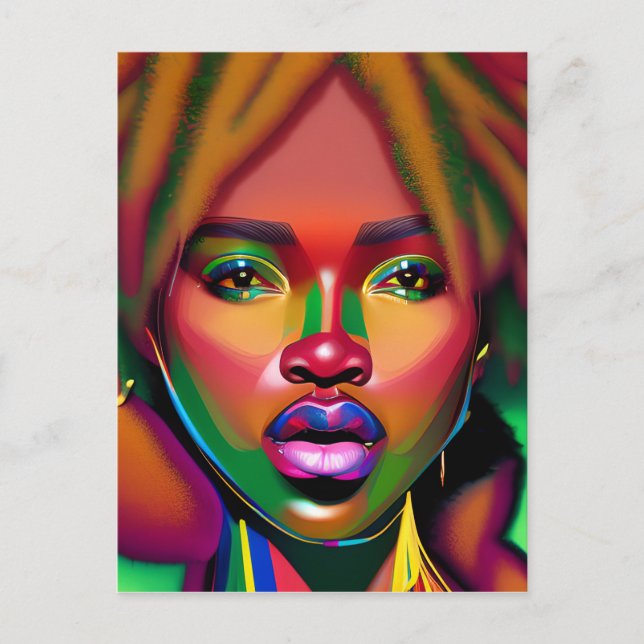 Carte Postale Ne touchez pas mes cheveux Black Melanin Afro Quee (Devant)