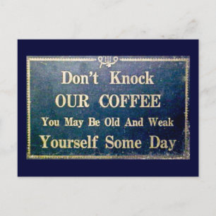 Carte Postale Ne touchez pas notre café Signage Vintage Bleu fon
