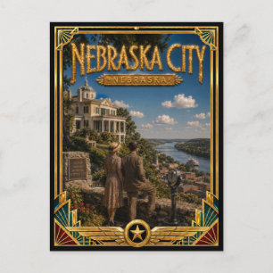 Carte Postale Nebraska City Nebraska Art Déco Vintage de l'Âge d