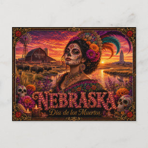 Carte Postale Nebraska Día de los Muertos Rétro