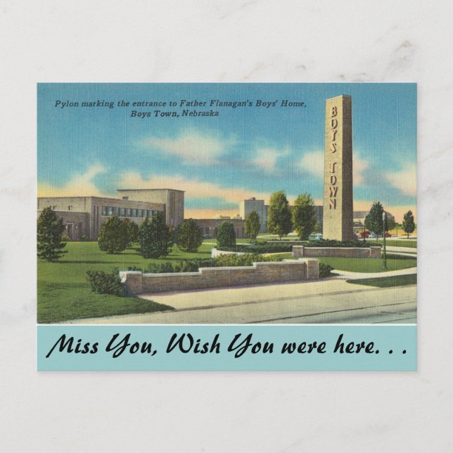 Carte Postale Nebraska, Père Flanagans Boys Town (Devant)