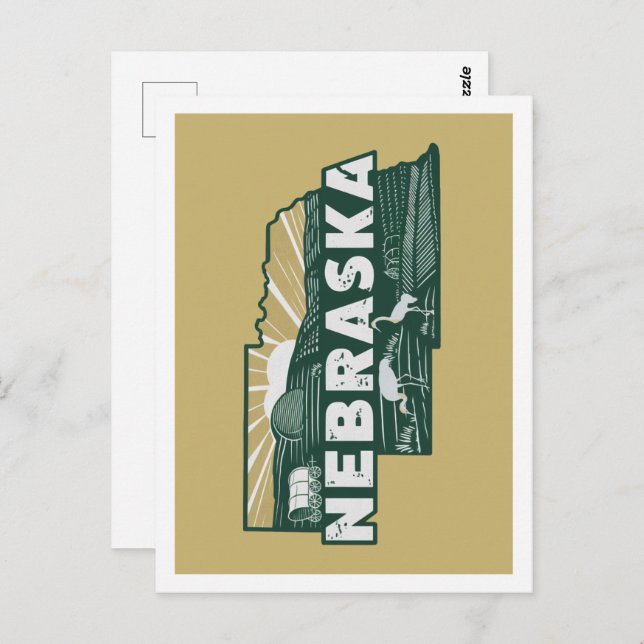 Carte Postale Nebraska Retro Design Icone États-Unis (Devant / Derrière)